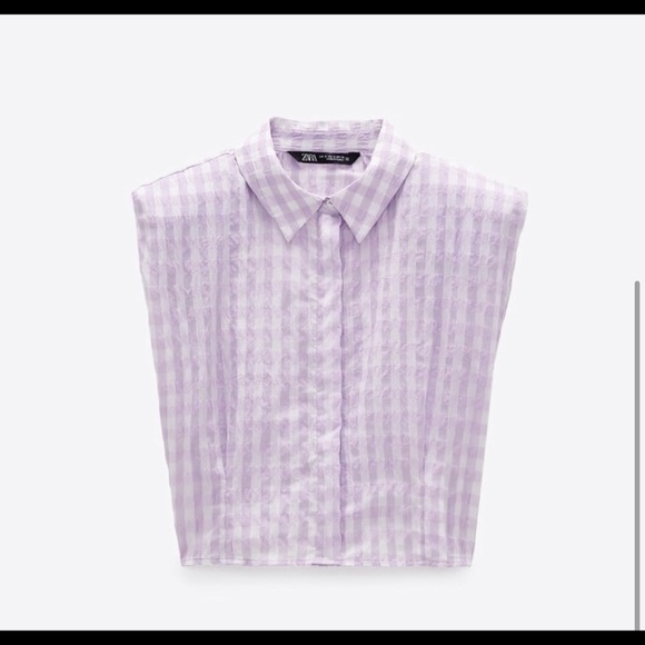 NEW Zara checkered shoulder pad top - Picture 2 of 7